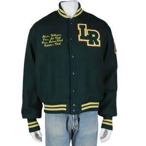 Letterman Varsity Wool Green Embroidered USA Made School Bomber Jacket M